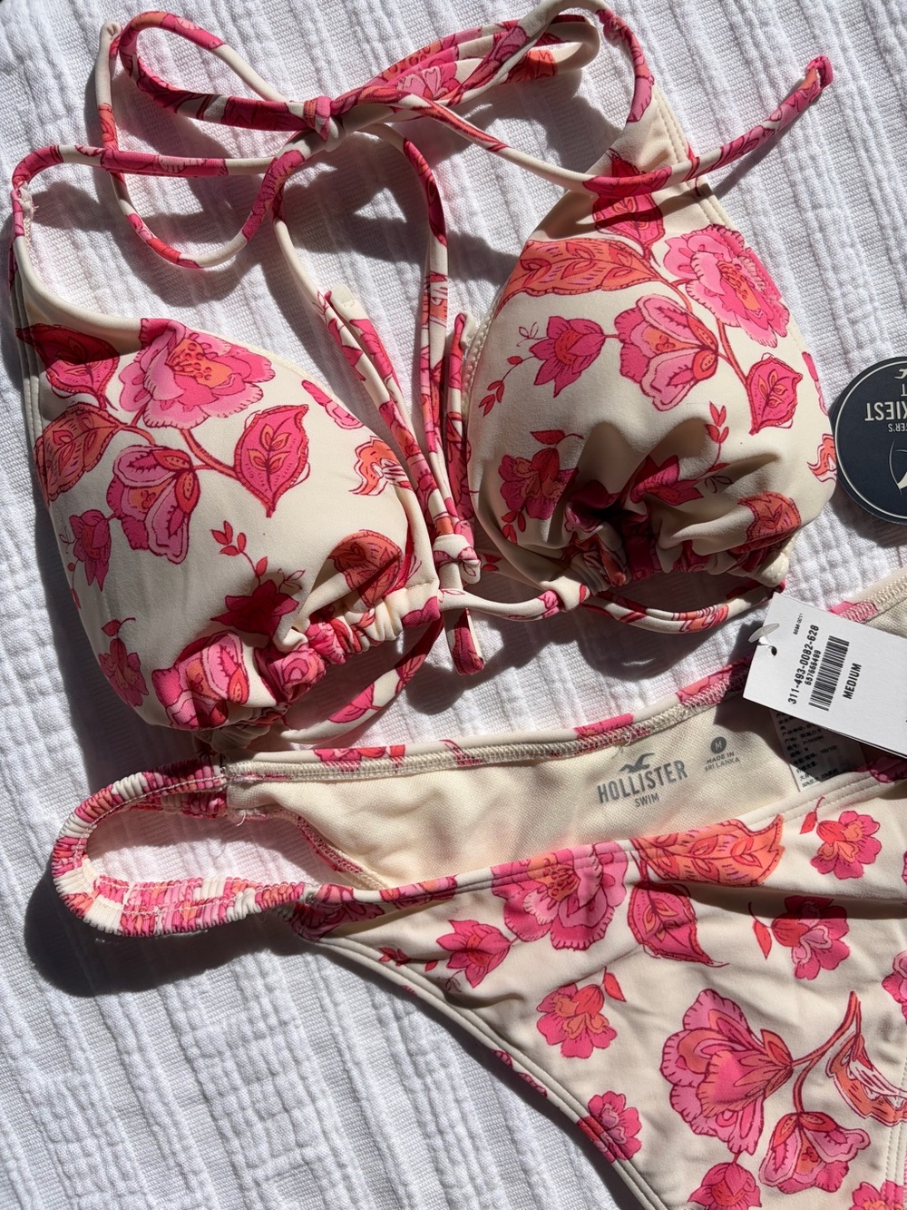 Hollister Women's Pink Floral Tie-Back Bikini Set NWT